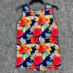 All Silks Shirt‎ Womens Small Flowers Silk Blouse Tank Sleeveless Tunic Long